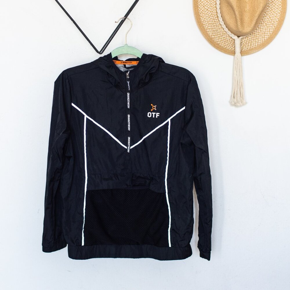 Orangetheory OTF // Black Windbreaker Jacket 1/2 Zip - Vented - Reflective
